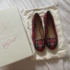 Charlotte Olympia Punk Kitty Stud Flats With Box